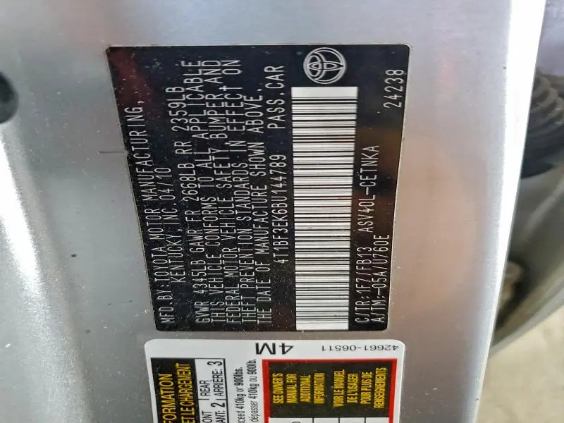 2011 TOYOTA CAMRY BASE  