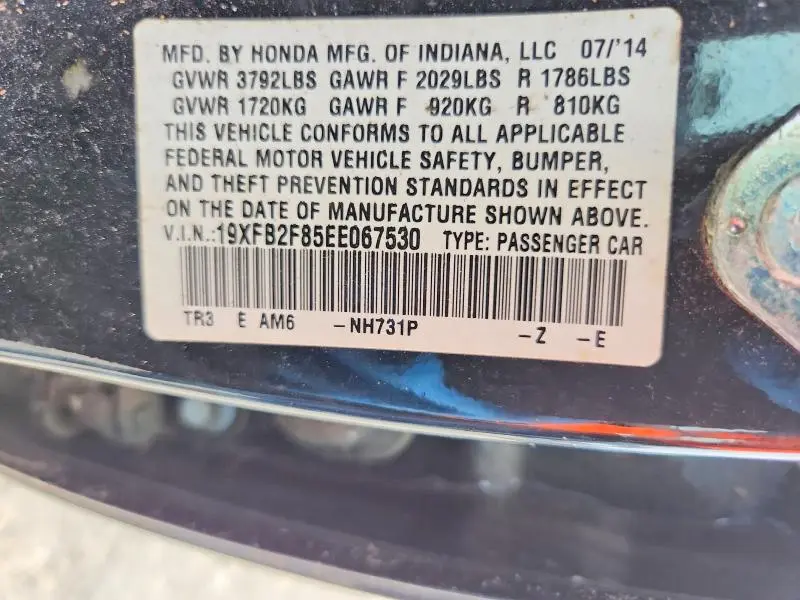 2014 HONDA CIVIC EX  