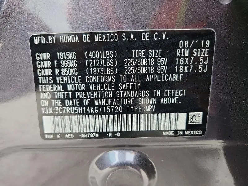 2019 HONDA HR-V SPORT  