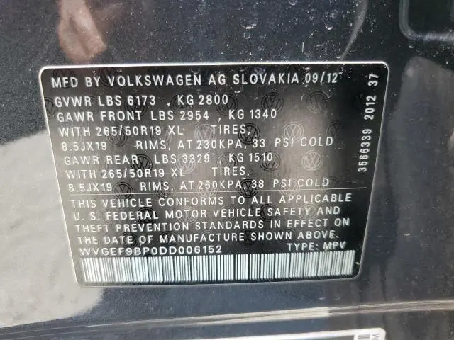 2013 VOLKSWAGEN TOUAREG V6