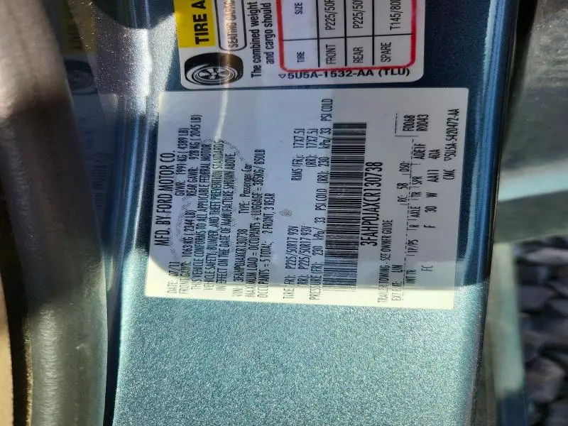 2012 FORD FUSION SEL  