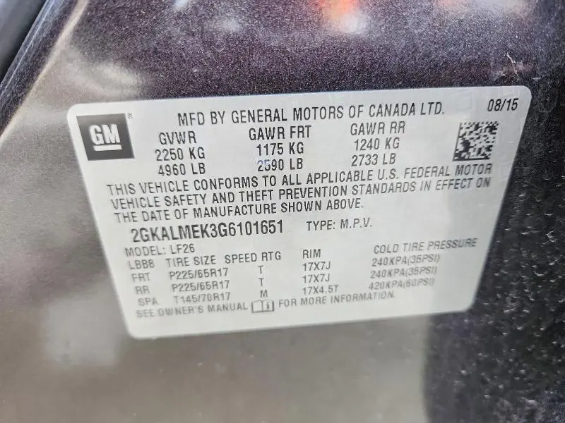 2016 GMC TERRAIN SLE  