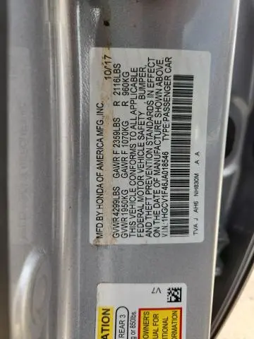 2018 HONDA ACCORD EX  