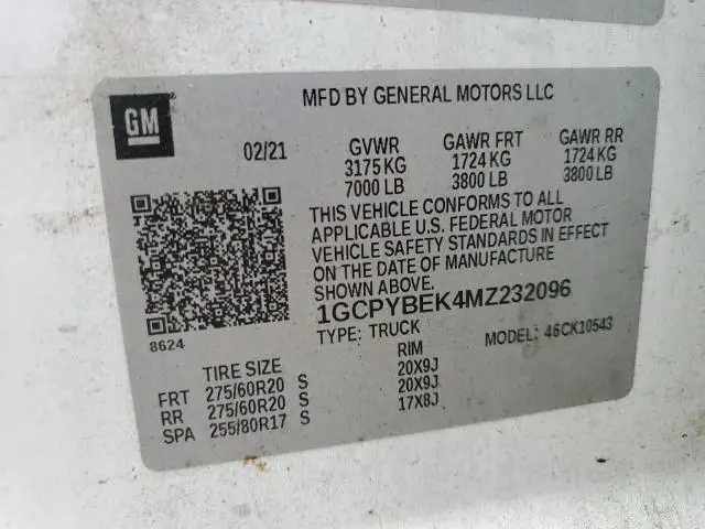 2021 CHEVROLET SILVERADO K1500 CUSTOM  