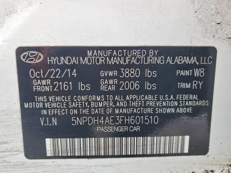 2015 HYUNDAI ELANTRA SE  