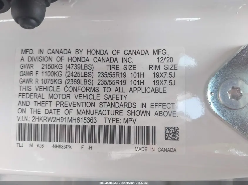 2021 HONDA CR-V AWD TOURING