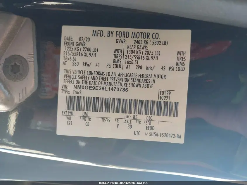 2020 FORD TRANSIT CONNECT XL PASSENGER