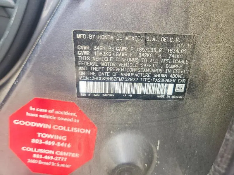 2015 HONDA FIT EX  