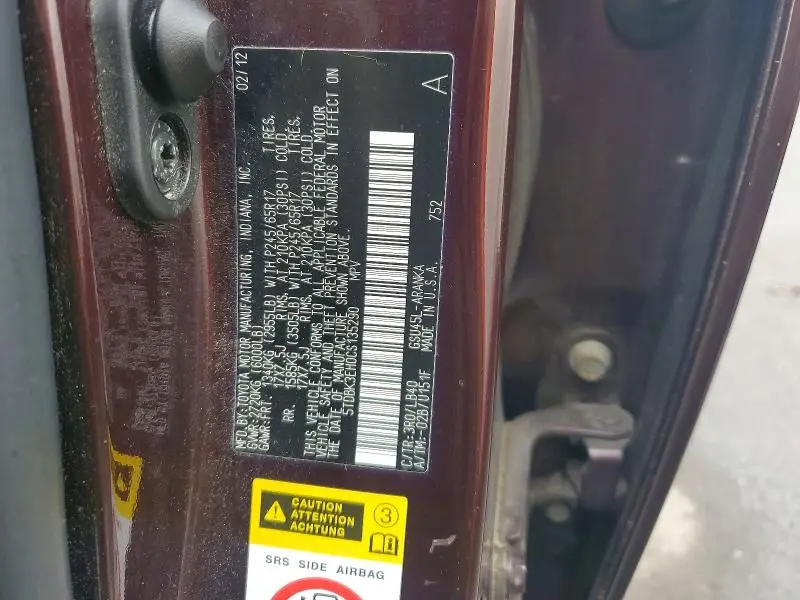 2012 TOYOTA HIGHLANDER BASE  