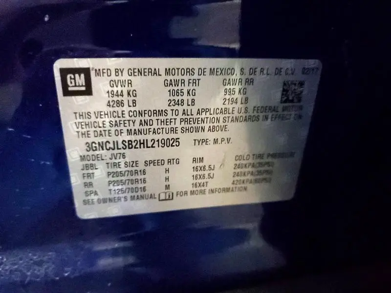 2017 CHEVROLET TRAX 1LT  