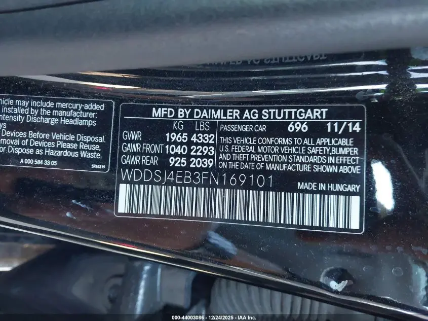 2015 MERCEDES-BENZ CLA 250  