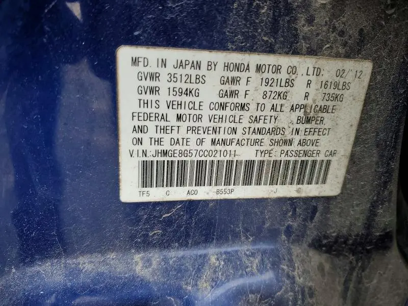 2012 HONDA FIT SPORT  