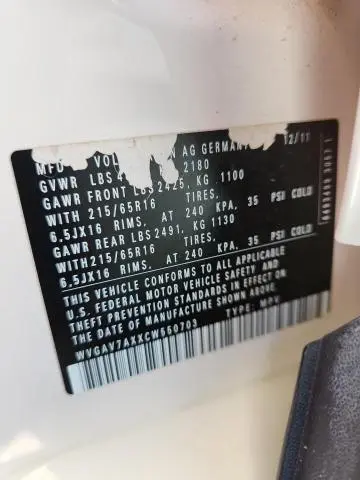 2012 VOLKSWAGEN TIGUAN S