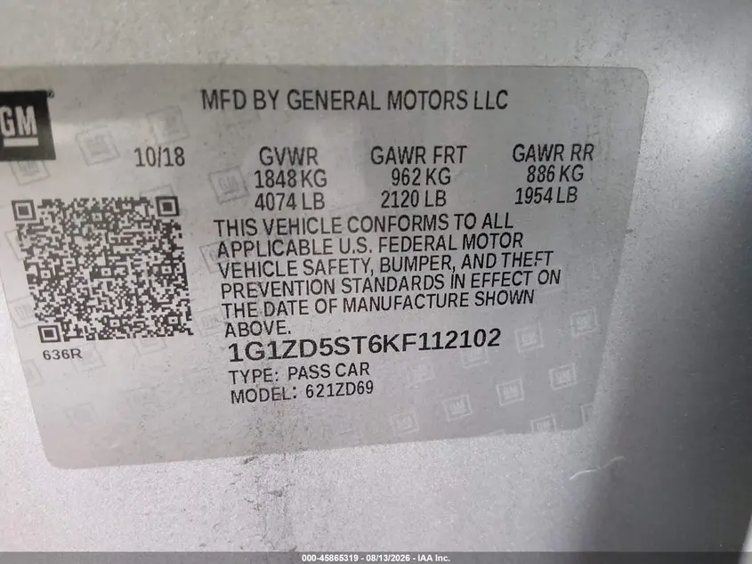 2019 CHEVROLET MALIBU LT