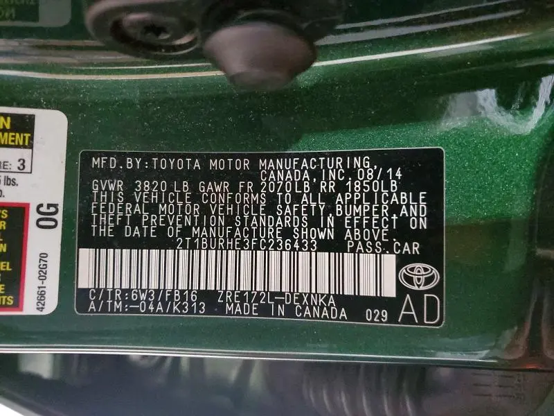 2015 TOYOTA COROLLA LE  