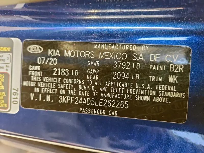2020 KIA FORTE FE  