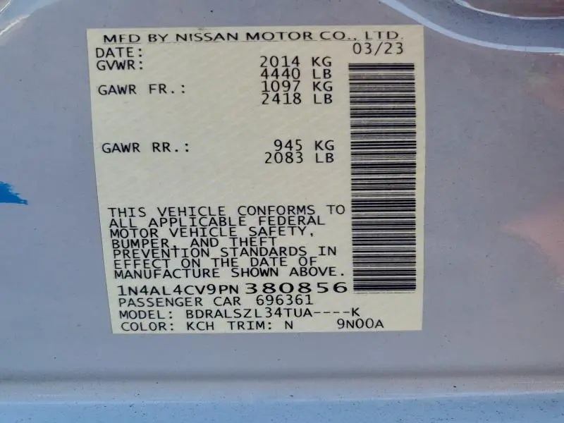 2023 NISSAN ALTIMA SR  