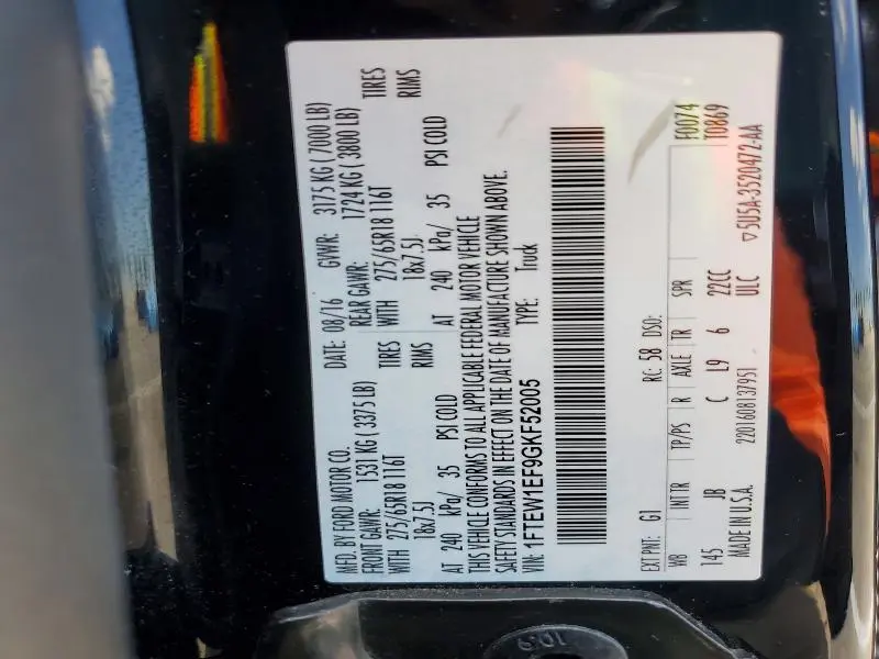 2016 FORD F150 SUPERCREW  
