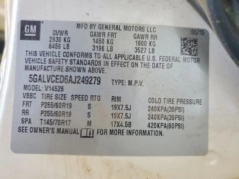 2010 BUICK ENCLAVE CXL  
