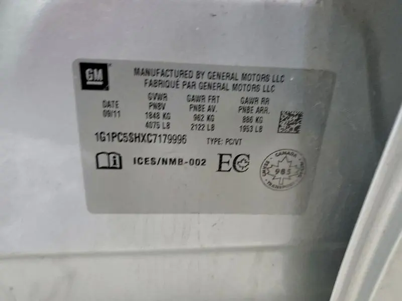 2012 CHEVROLET CRUZE LS  