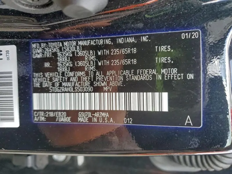 2020 TOYOTA HIGHLANDER XLE  