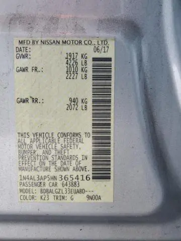2017 NISSAN ALTIMA 2.5  