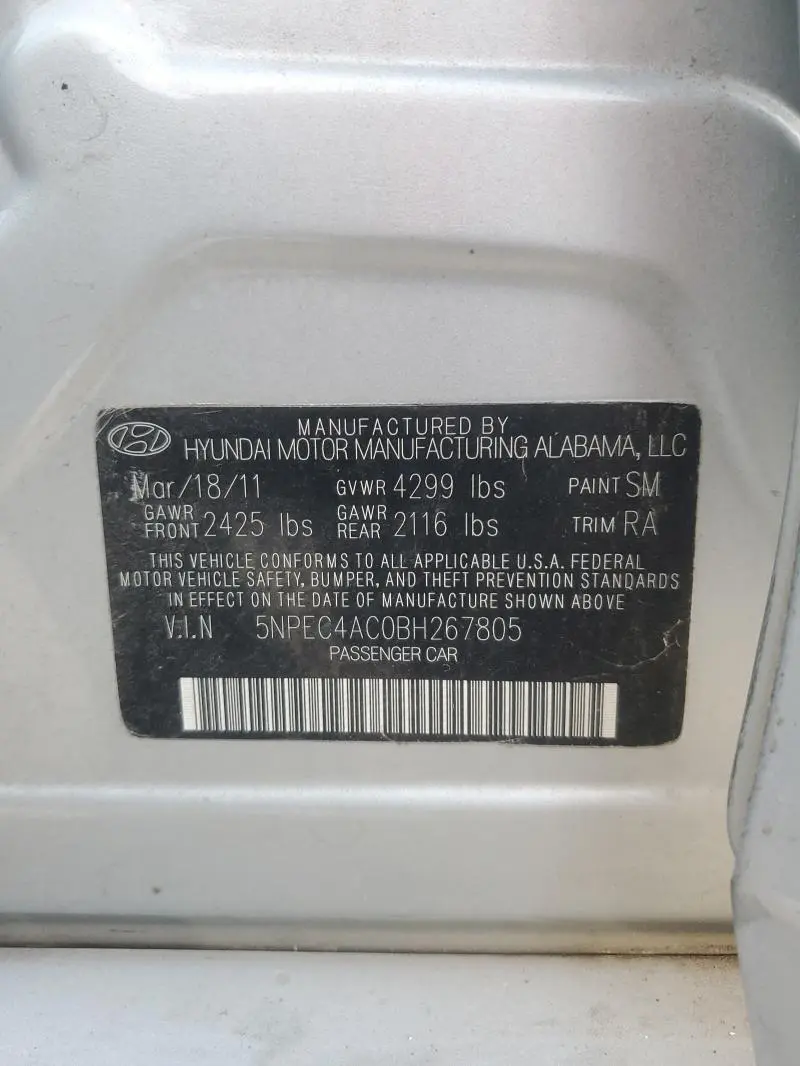 2011 HYUNDAI SONATA SE  