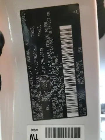 2021 TOYOTA HIGHLANDER HYBRID XLE  
