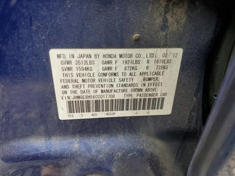 2012 HONDA FIT SPORT  