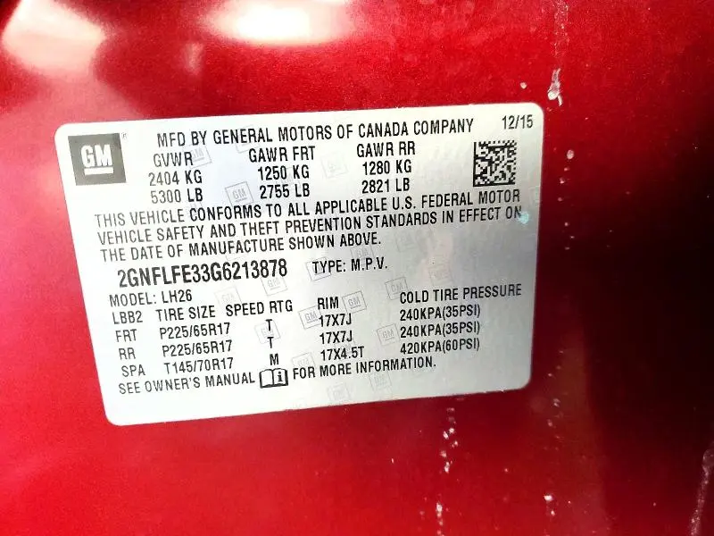 2016 CHEVROLET EQUINOX LT  