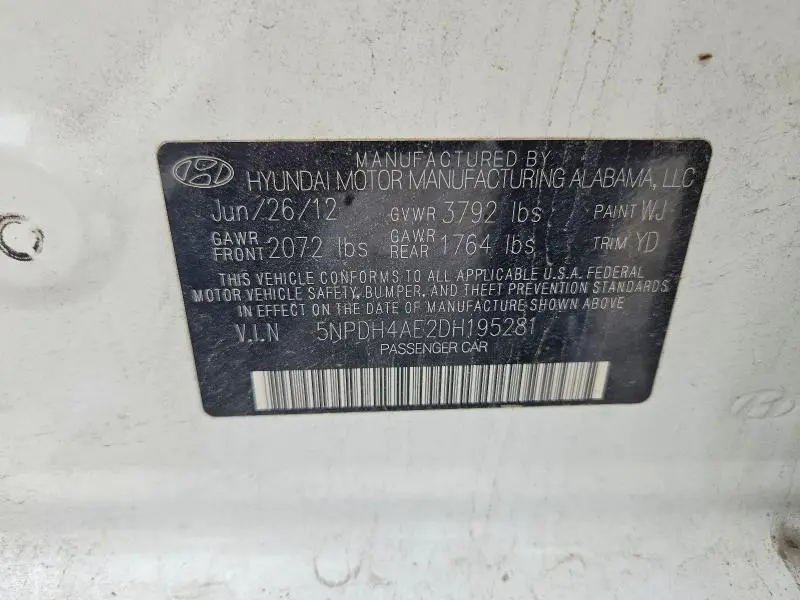 2013 HYUNDAI ELANTRA GLS  