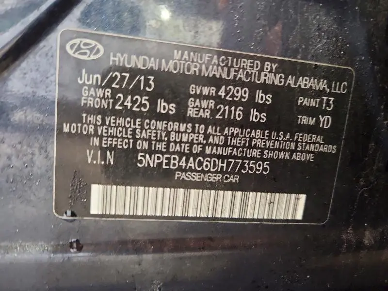 2013 HYUNDAI SONATA GLS  