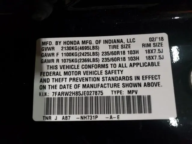 2018 HONDA CR-V EXL  