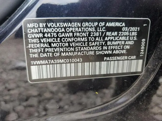 2021 VOLKSWAGEN PASSAT R-LINE  
