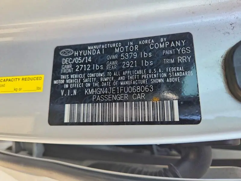 2015 HYUNDAI GENESIS 3.8L  