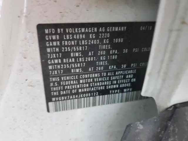 2018 VOLKSWAGEN TIGUAN LIMITED   