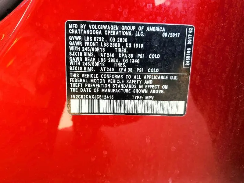 2018 VOLKSWAGEN ATLAS SE  