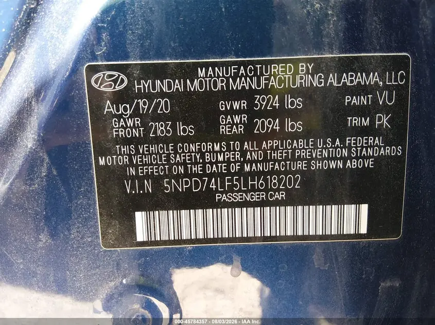 2020 HYUNDAI ELANTRA SE