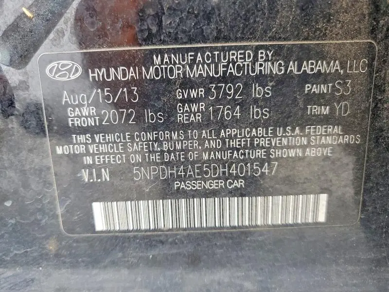 2013 HYUNDAI ELANTRA GLS  