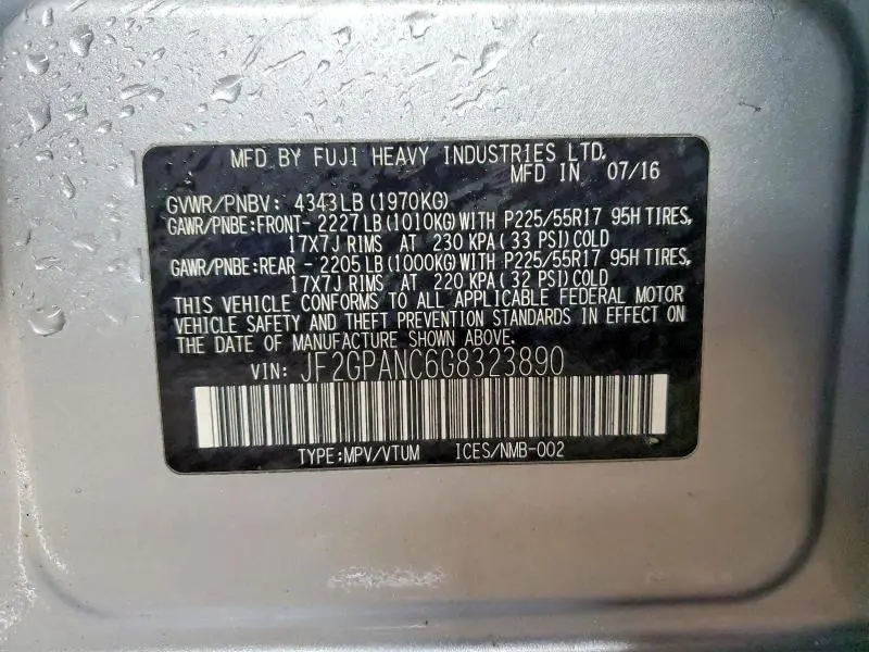 2016 SUBARU CROSSTREK LIMITED  