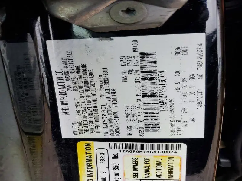 2016 FORD FUSION SE  