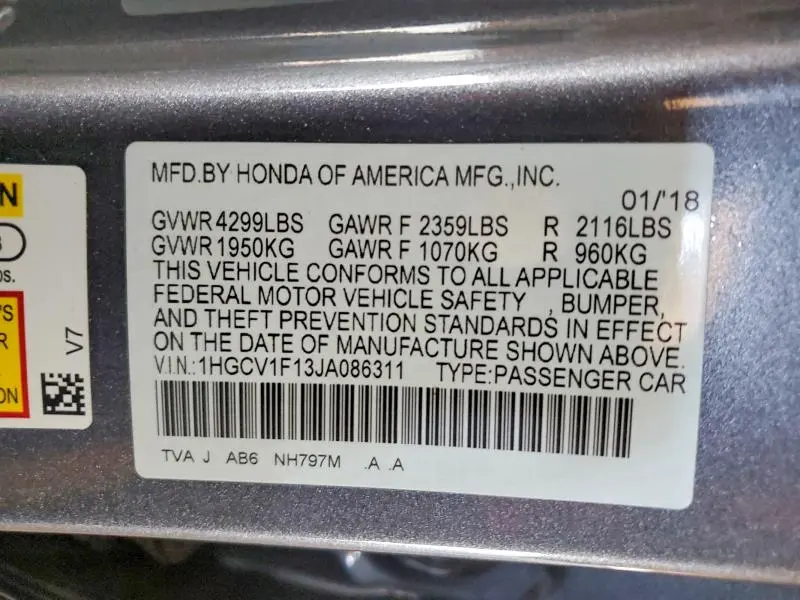 2018 HONDA ACCORD LX  