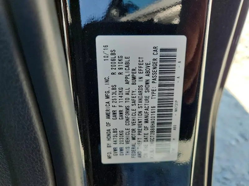 2017 HONDA ACCORD EXL  