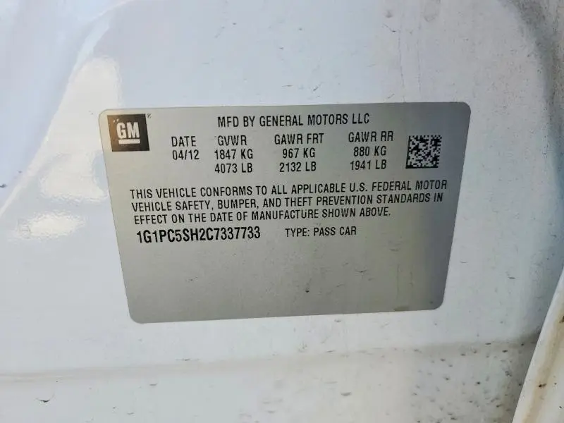 2012 CHEVROLET CRUZE LS  