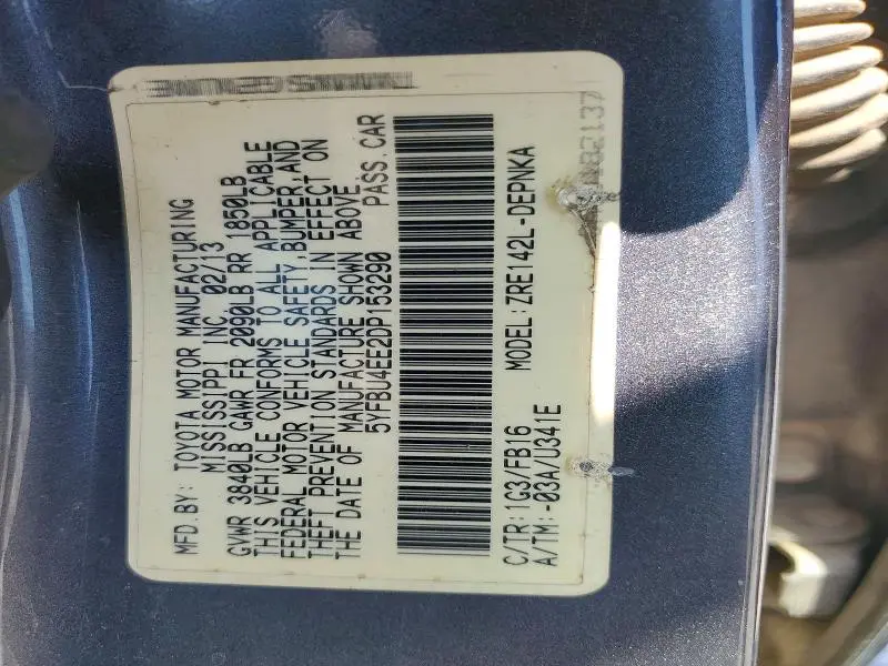 2013 TOYOTA COROLLA LE  