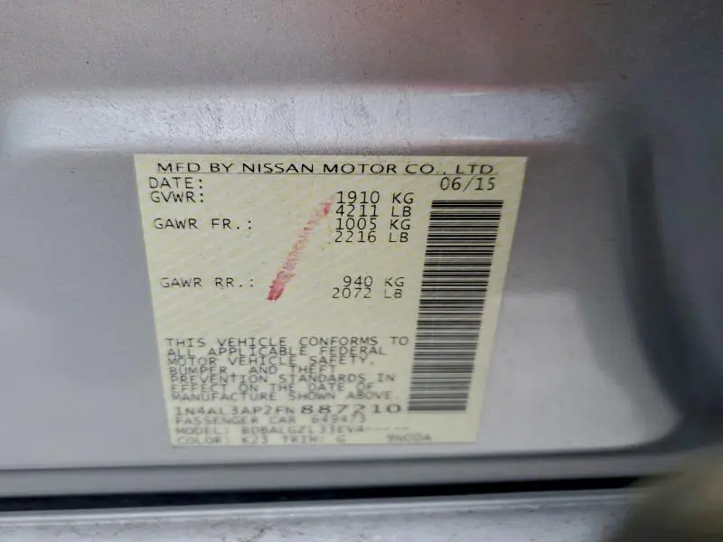 2015 NISSAN ALTIMA 2.5  