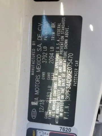 2019 KIA FORTE GT LINE  