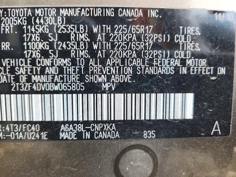 2011 TOYOTA RAV4 BASE  