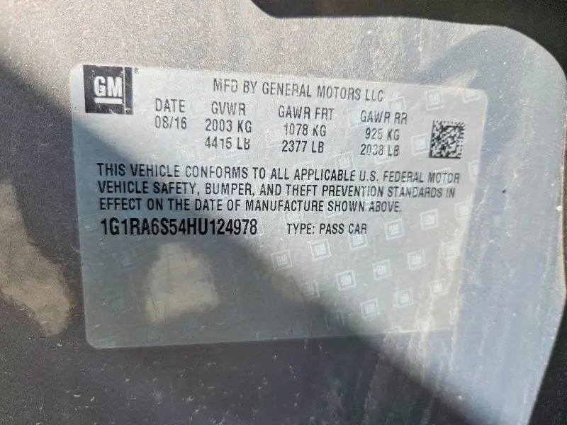 2017 CHEVROLET VOLT LT  