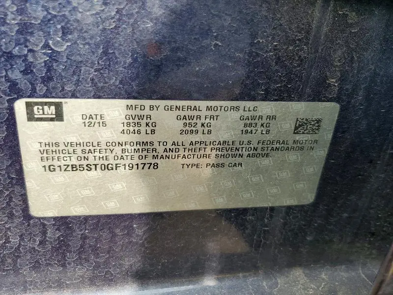 2016 CHEVROLET MALIBU LS  